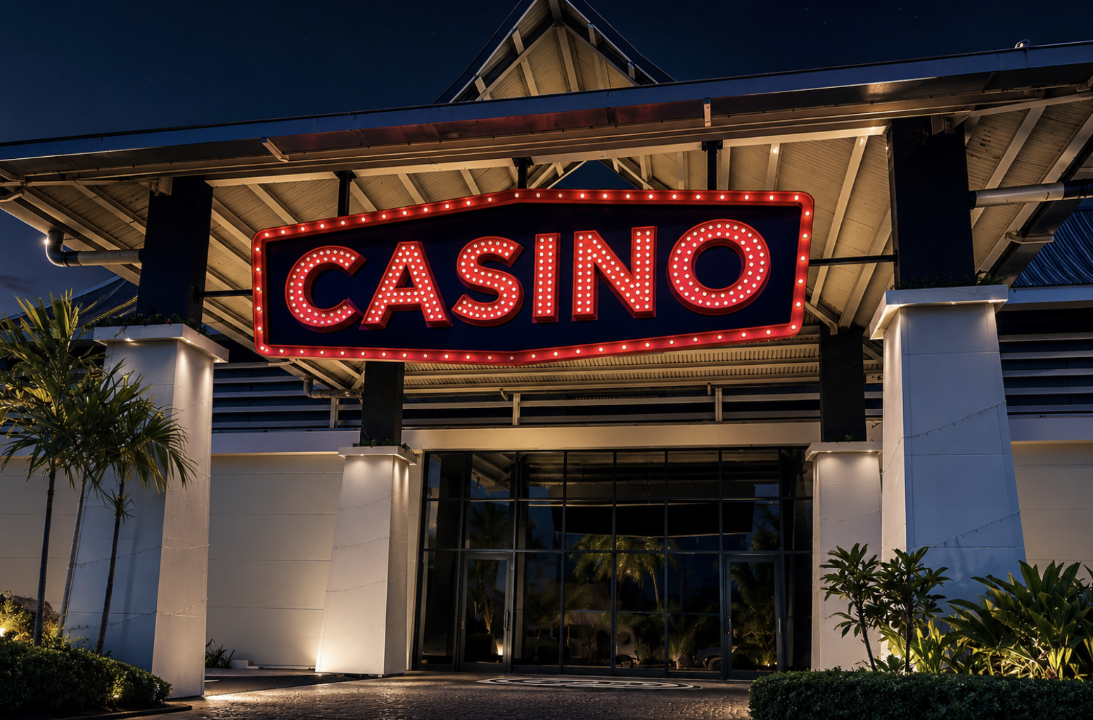 Enseigne lumineuse du casino de Saint-François de nuit