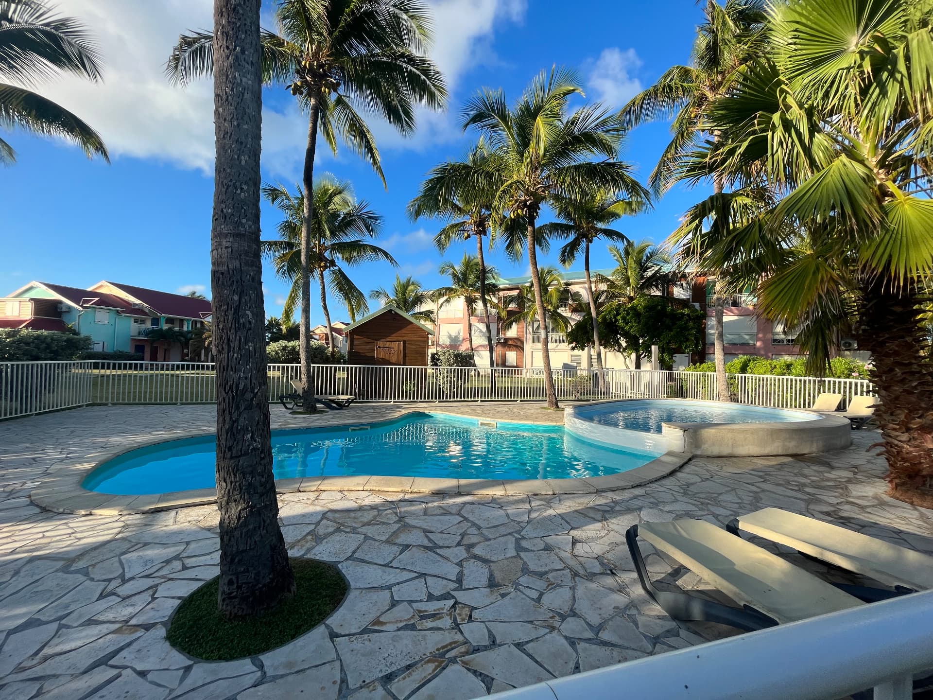 Piscine de la Résidence Crystal Beach entourée de palmiers